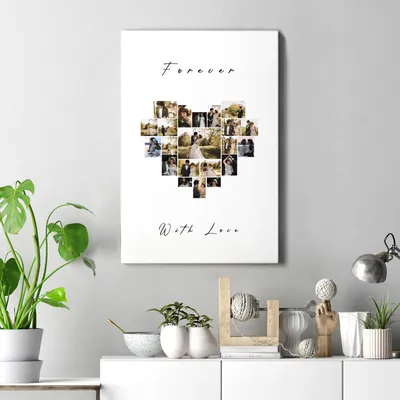 Forever With Love Heart Collage Photo Printed 15.75 x 23.5 Art Print for Anniversary Gift