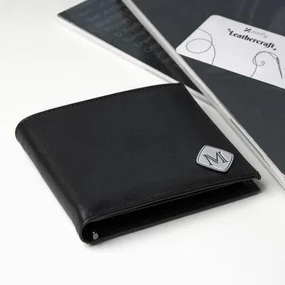 Genuine Leather Men’s Wallet Personalized with Silver Initials