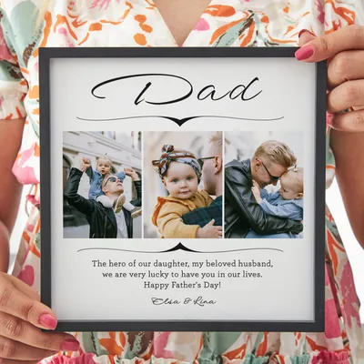 Gift for Dad Photo and Message Printed Adhesive Deep Frame