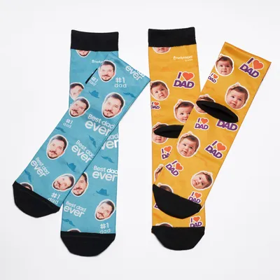 Gift for Dad Photo Printed 2 Pairs of Socks
