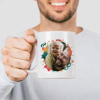 Gift for Dads Photo Printed Porcelain Mug with Message