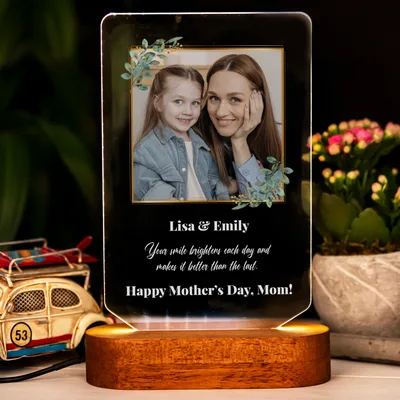Gift for Mom 3D LED Lamp with Picture Name and Special Message