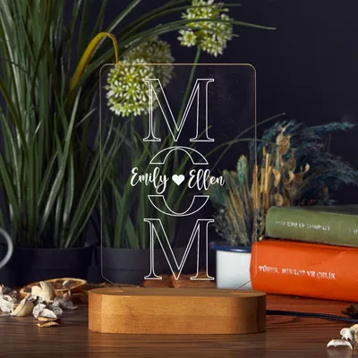 Gift for Mom with MOM Design and Personalized Name 3D LED Lamp