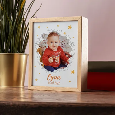 Gifts for Babies Personalized Photo Printed Wooden Lamp Box