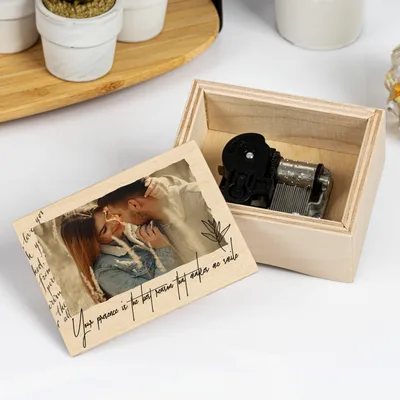 Gifts for Boyfriend Romantic Message Personalized Wooden Music Box