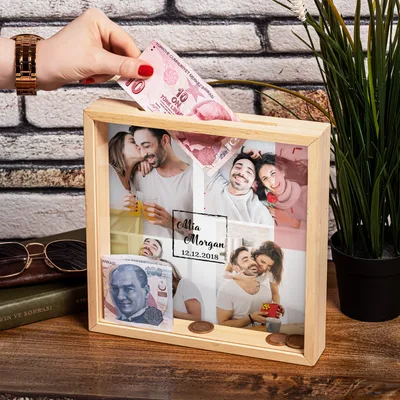 Gifts for Couples Personalized Wooden Piggy Bank Box