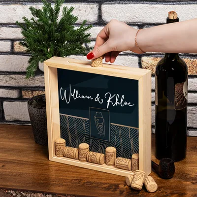 Gifts for Couples Wooden Wine Cork Collection Box