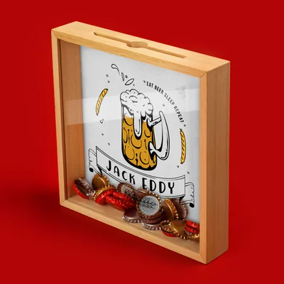 Gifts for Friends Beer Cap Collection Box with Beer Mug Design