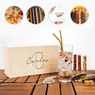 Gifts for Friends Personalized Gin Set with Wooden Box