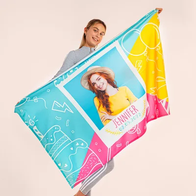 Gifts for Friends Personalized Throw Blanket with Photo - Single Sized Blanket