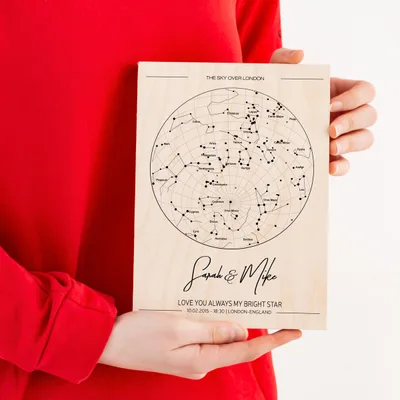 Gifts for Her Personalized Star Map Wooden Picture