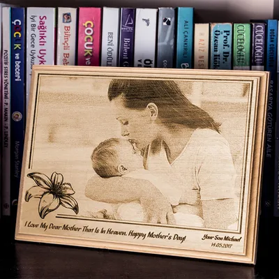Personalized Wooden Photo as First Mothers Day Gift for Mother