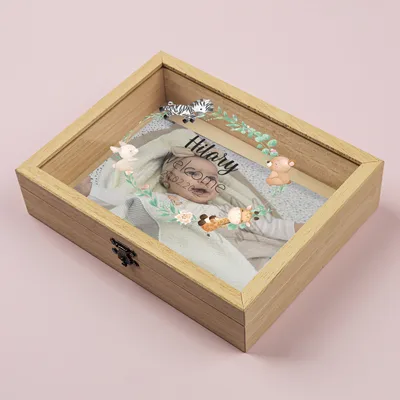 Gifts for New Born Baby and New Mom Wooden Hinged Picture Frame Photo Album - Baby Pictures Box
