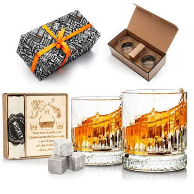 Glasgow 2 Piece Clear Whiskey Glasses Set as Gifts