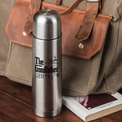 Godfather Design Gift for Dad Personalized Metal Thermos