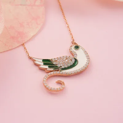 Gold Plated Emerald Phoenix Necklace