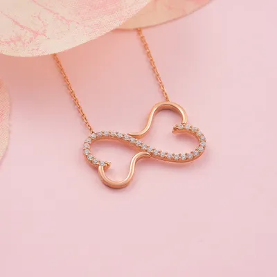 Gold Plated Eternal Two Heart Necklace