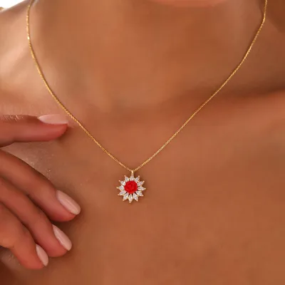 Gold Plated Necklace with Rose Pendant