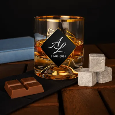 Gold Series Premium Personalized Whiskey Glass Set
