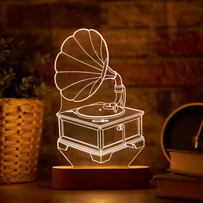 Gramophone Design 3D LED Night Lamp