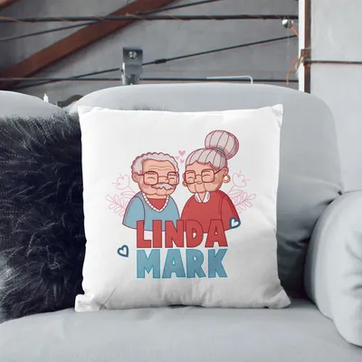 Grandpa and Grandma - Designed Personalized Pillow with Name