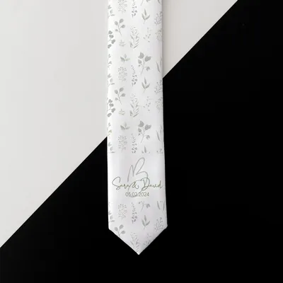 Groom Floral Design Personalized Tie