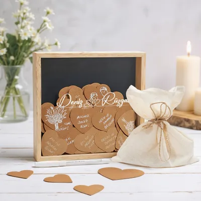 Heart Designed Personalized Wedding Keepsake Box for Wedding Wishes