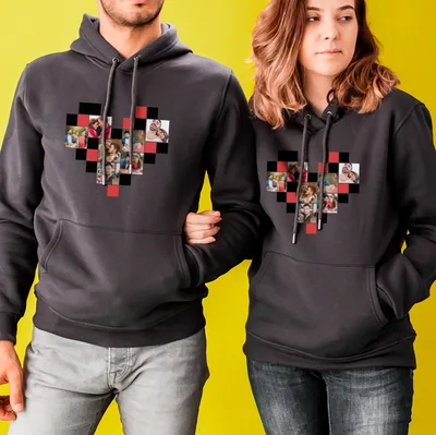Heart Photo Collage Couple's Hooded Sweatshirt
