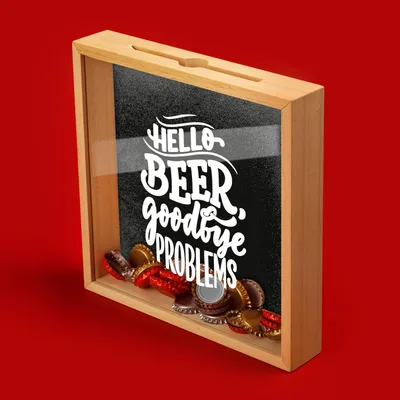 Hello Beer Goodbye Problems Beer Cap Collection Display Box