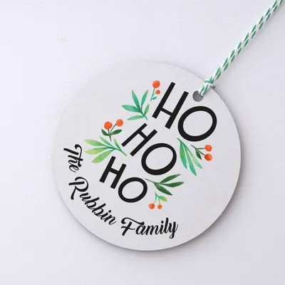 HO HO HO Personalized Family Name MDF Tree Ornament