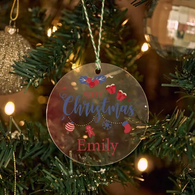 Holiday Keepsake Personalized Ornament - Transparent Acrylic