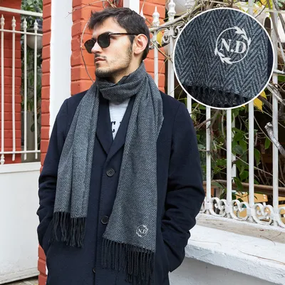 Initial Embroided Man Scarf