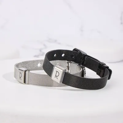 Initials Personalized Steel Mesh Men's Bracelet