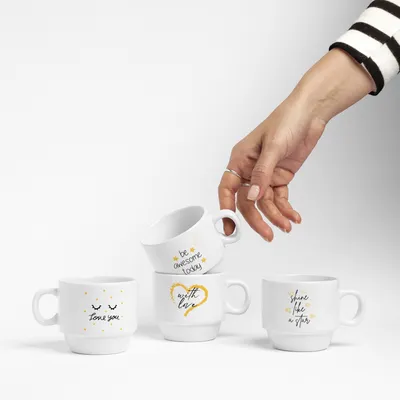 Inspirational Quote Mug Set of 4 for Friends