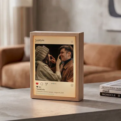 Instagram Themed Personalized Photo Printed Wooden Lamp Box