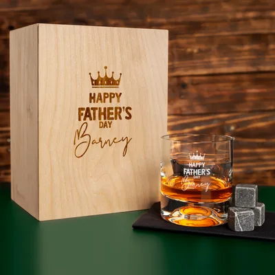 King Dad Special Chicago Whiskey Set in Wooden Box