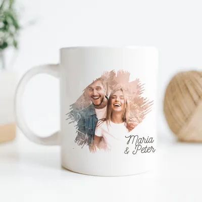 Personalized Heart-Effect Photo Printed Mug