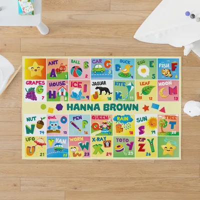 Learning the Alphabet Personalized Baby Blanket - Kids Play Mat