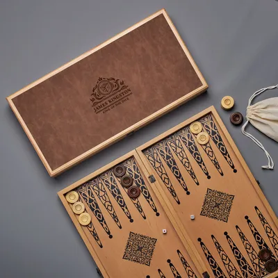 Leather-Clad Beech Backgammon Set for Men and Dads