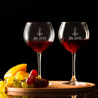 Let's Get Lit Festive Wine Glass Duo for New Year's Eve Celebrations