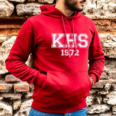 Letter and Date Printed Hooded Sweatshirt