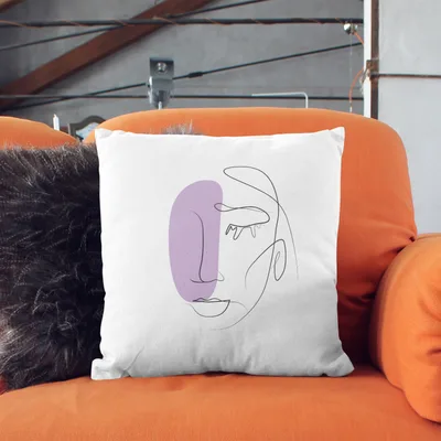 Line Art Face Design Decorative Pillow