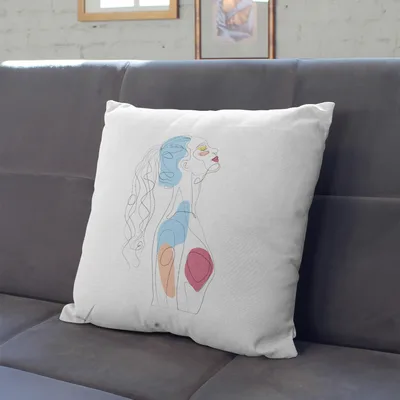 Line Art Poster Girl Design Minimal Pillow