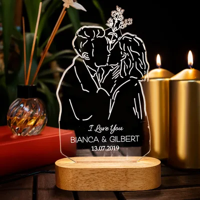 Line Art Style Gifts for Couples Personalized 3D LED Lamp