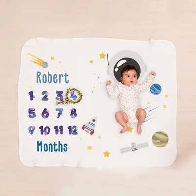 Little Astronaut Design Baby Milestone Blanket