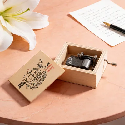 Love, Actually Wooden Hand Crank Music Box