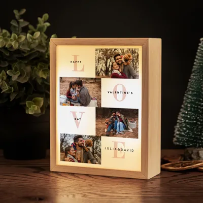 LOVE Design Personalized Photo Printed Wooden Box Decorative Lamp