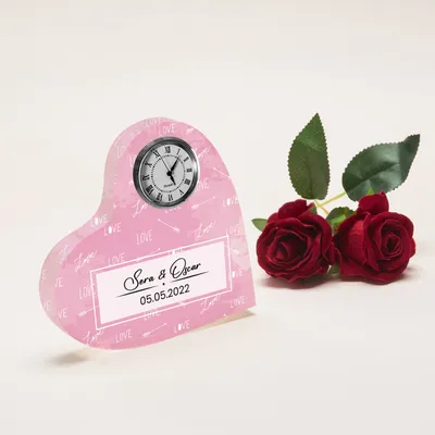 Love Theme Personalized Heart Shaped Table Clock
