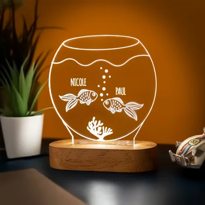 Lover Fish Personalized LED Night Lamp with Names