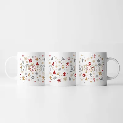 Merry & Bright Printed Christmas Coffee Mug